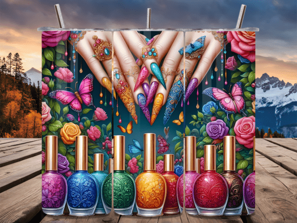 Download Vibrant Nail Polish Boho Tumbler Wrap - Boho tumbler Collection