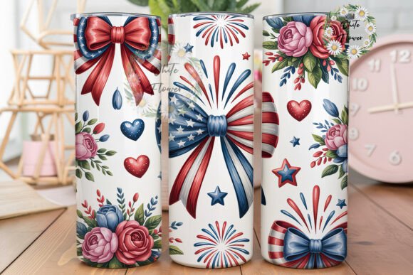 Download Patriotic Fireworks Bow Tumbler PNG - Premium Bundle